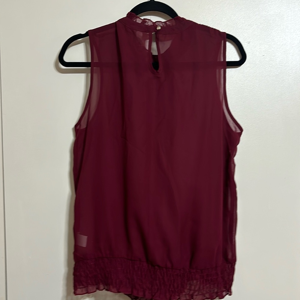Sheer burgundy blouse, 100% polyester